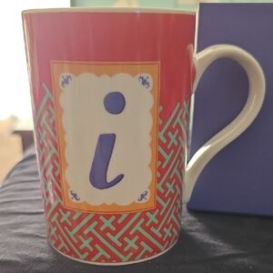 Red and Green Monogram Mug with 'I'